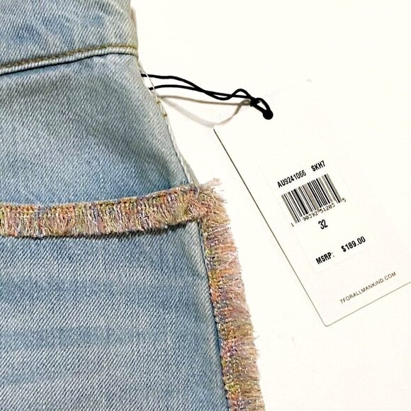 7 For All Mankind Fringed Denim Mini Skirt, Size 32 (jean sizing), New with tag - Picture 11 of 16